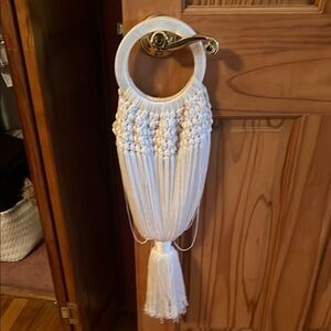 Cult Gaia White Macrame Clutch
